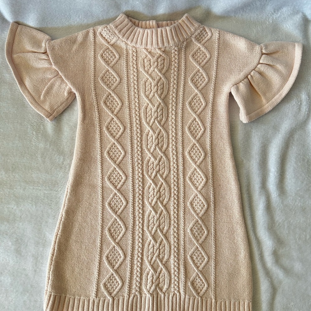 Janie and Jack Knit Ruffle Sleeve Blush/Pink Sweater Dress Size 5T